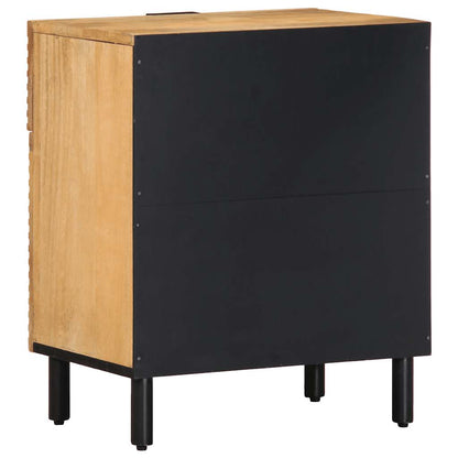 Comodino Marrone 50x33x60 cm in Legno Massello di Mango