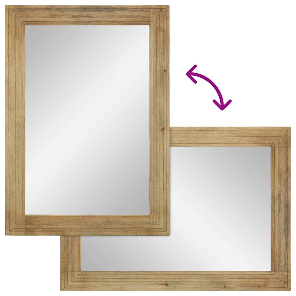 Specchio da Bagno Marrone 50x70x3 cm in Legno Massello di Mango