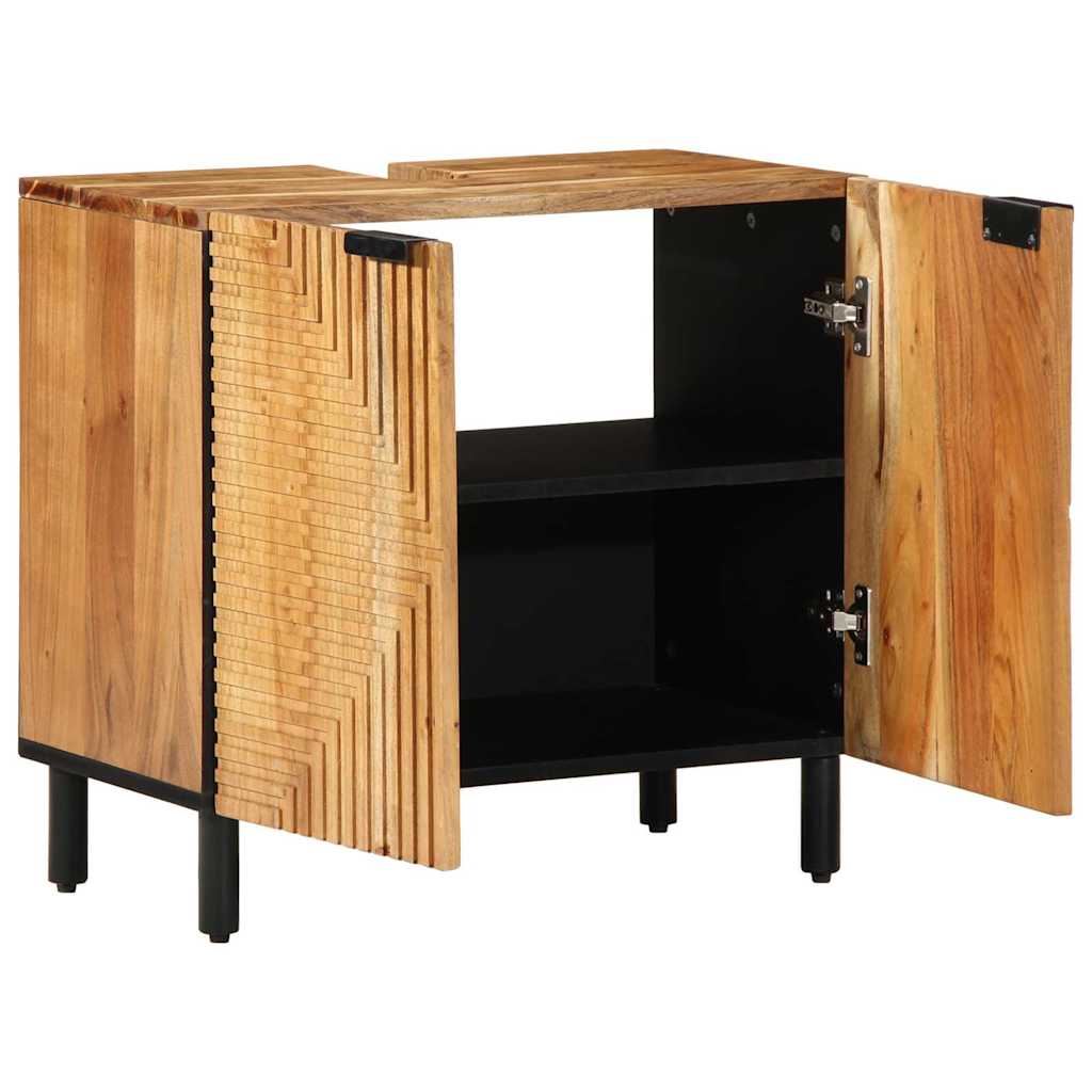 Armadio per Lavabo da Bagno con porta Legno di Acacia Massello