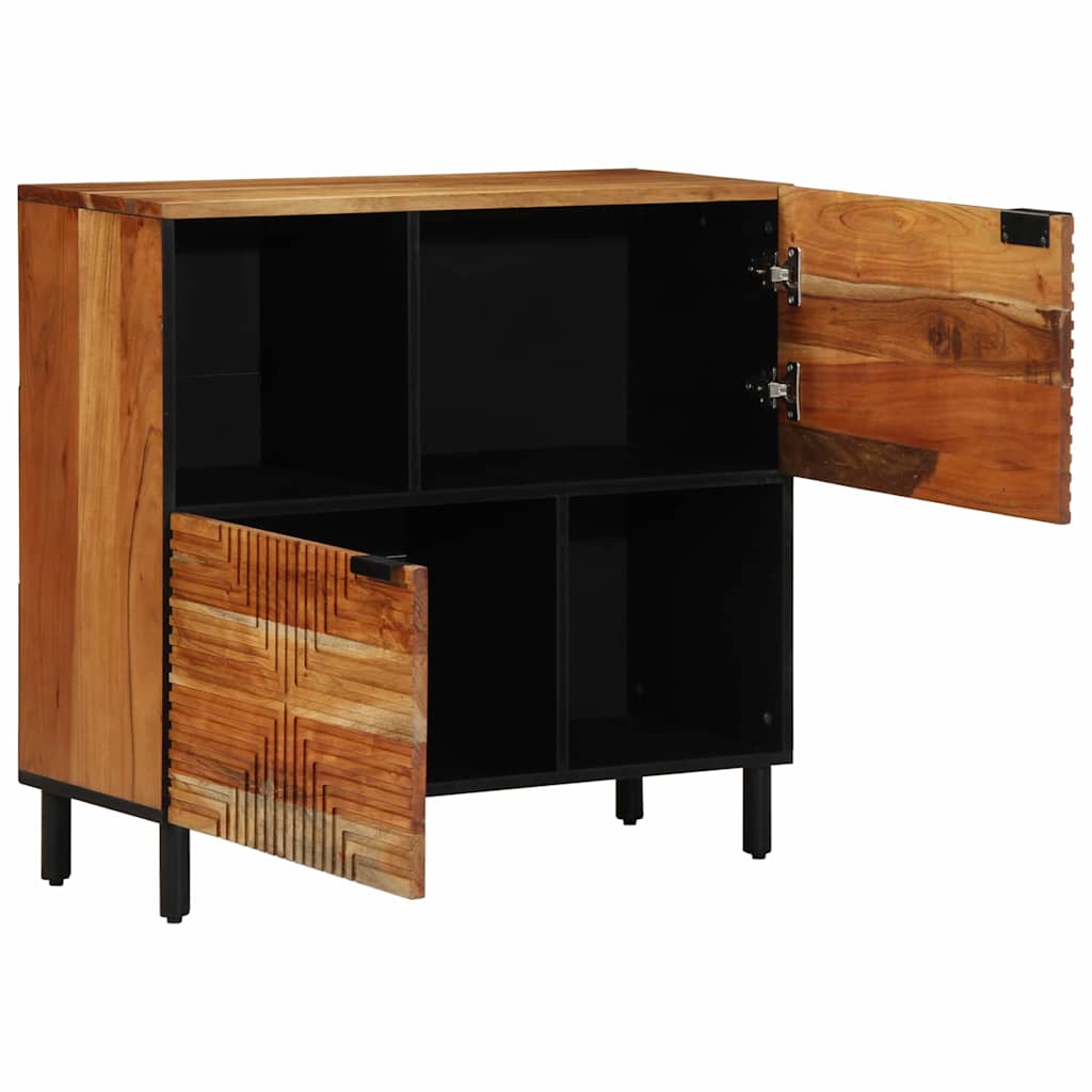 Credenza Naturale 80 x 33,5 x 75 cm Legno di Acacia Massello