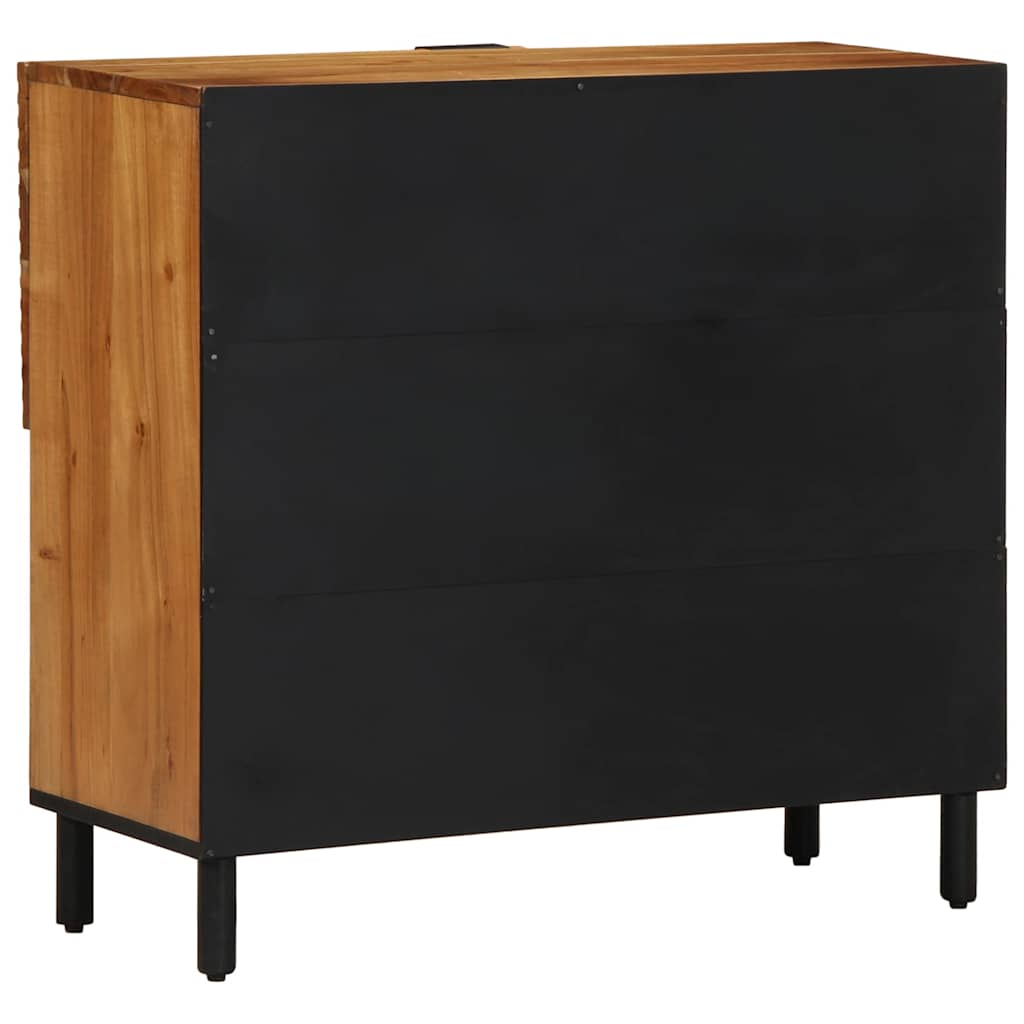 Credenza Naturale 80 x 33,5 x 75 cm Legno di Acacia Massello