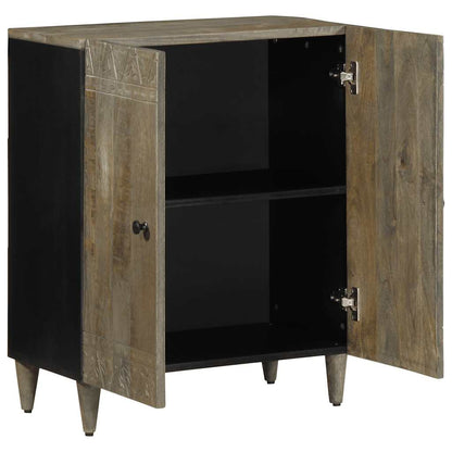 Credenza Grigio Chiaro 60x33,5x75 cm in Legno Massello di Mango