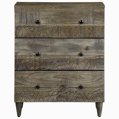 Credenza Grigio Chiaro 60x33,5x75 cm in Legno Massello di Mango