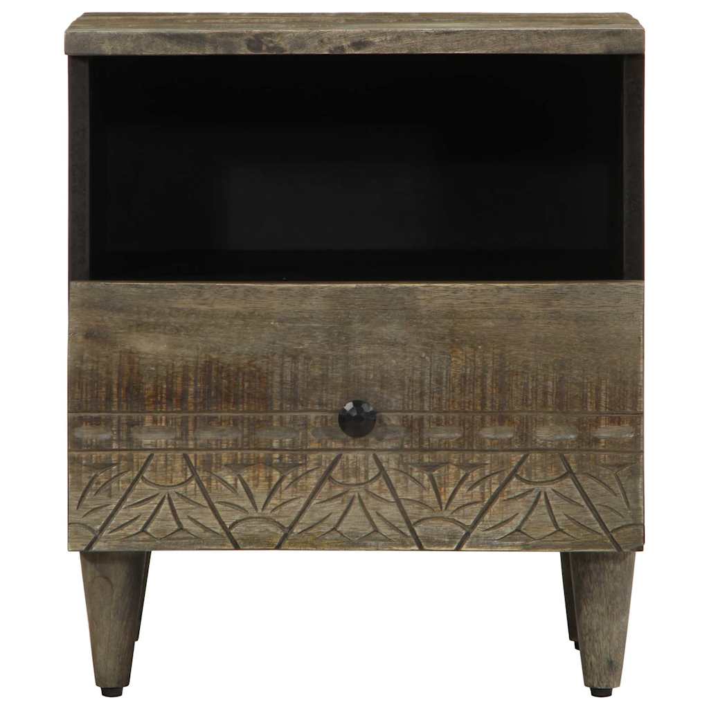 Comodini 2pz Grigio Chiaro 40x33x46 cm in Legno Massello Mango