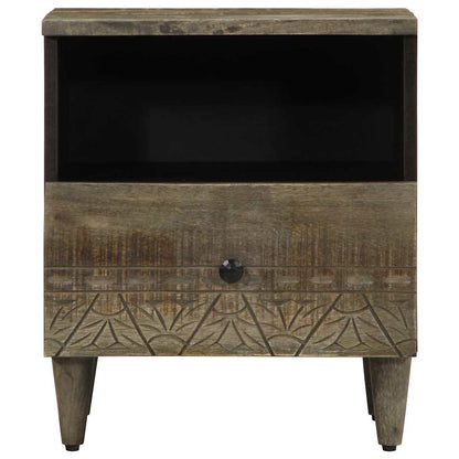 Comodini 2pz Grigio Chiaro 40x33x46 cm in Legno Massello Mango