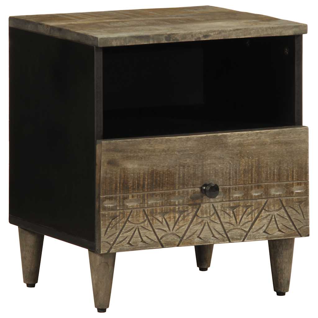Comodini 2pz Grigio Chiaro 40x33x46 cm in Legno Massello Mango
