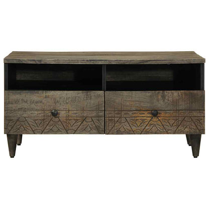 Tavolino Grigio Chiaro 80x54x40 cm in Legno Massello di Mango