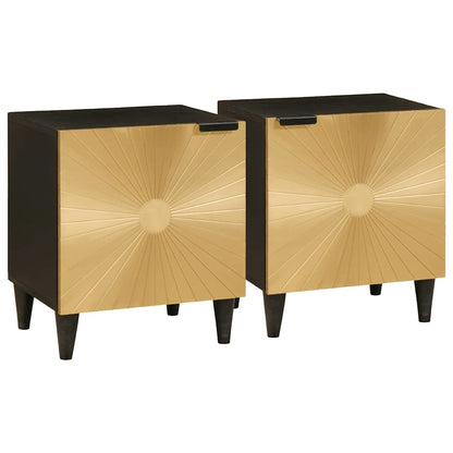 Armadio da Notte 2 pcs Nero e Oro 40 x 33,5 x 46 cm