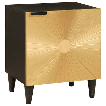 Armadio da Notte 2 pcs Nero e Oro 40 x 33,5 x 46 cm