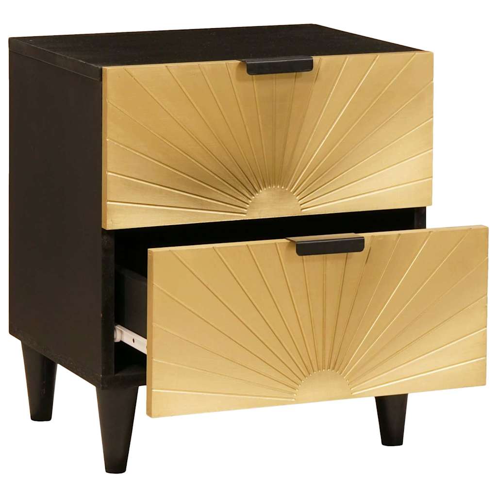 Armadio da Notte con cassetto Nero e Oro 40 x 33,5 x 46 cm