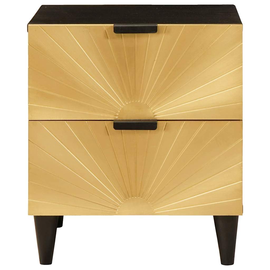 Armadio da Notte con cassetto Nero e Oro 40 x 33,5 x 46 cm