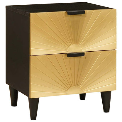 Armadio da Notte 2 pcs Nero e Oro 40 x 33,5 x 46 cm