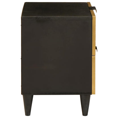 Armadio da Notte 2 pcs Nero e Oro 40 x 33,5 x 46 cm