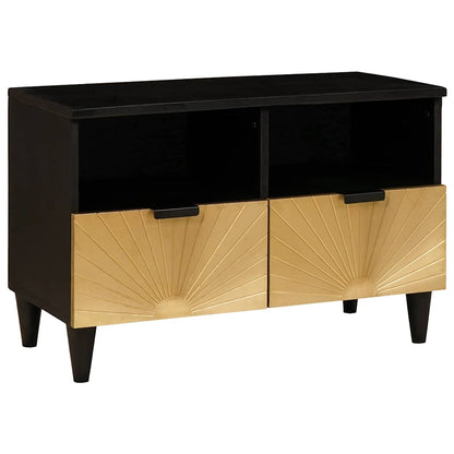 Mobile TV Nero e Oro 70 x 33 x 46 cm Legno multistrato