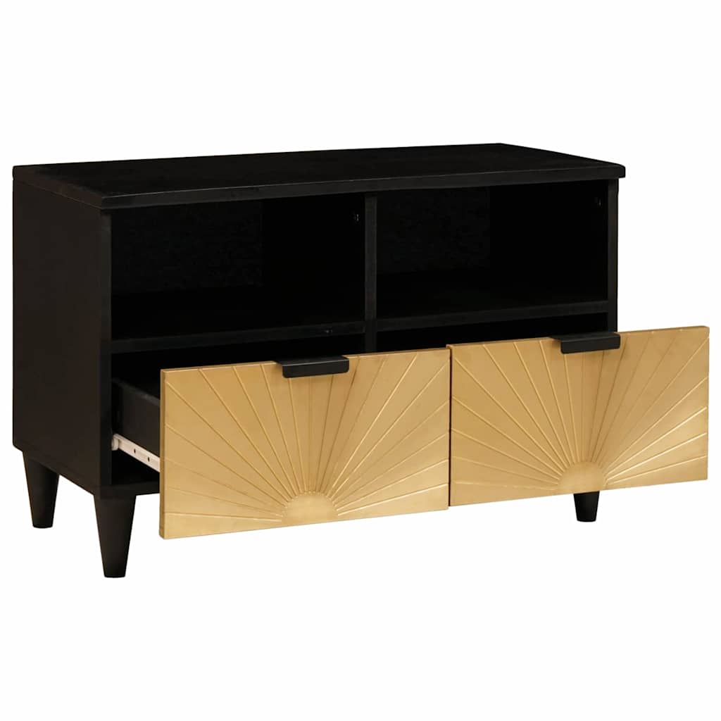 Mobile TV Nero e Oro 70 x 33 x 46 cm Legno multistrato
