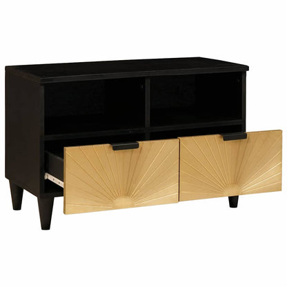 Mobile TV Nero e Oro 70 x 33 x 46 cm Legno multistrato