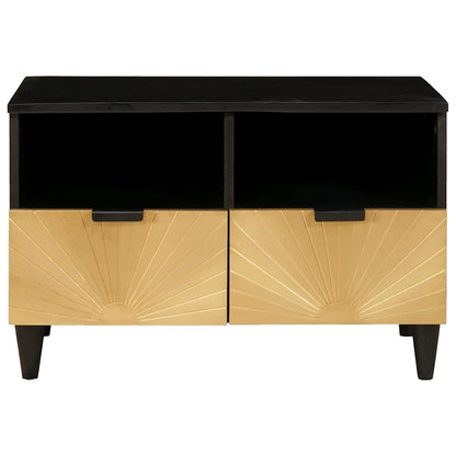 Mobile TV Nero e Oro 70 x 33 x 46 cm Legno multistrato