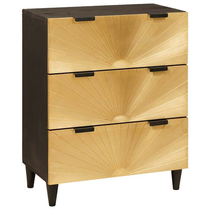 Credenza Nero e Oro 60 x 33 x 75 cm Legno di mango massello