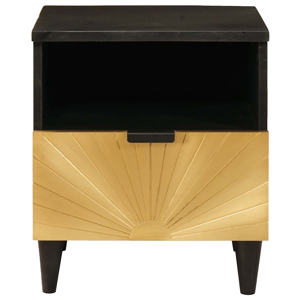 Armadio da Notte con cassetto Nero e Oro 40 x 33 x 46 cm