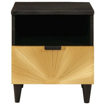 Armadio da Notte con cassetto Nero e Oro 40 x 33 x 46 cm