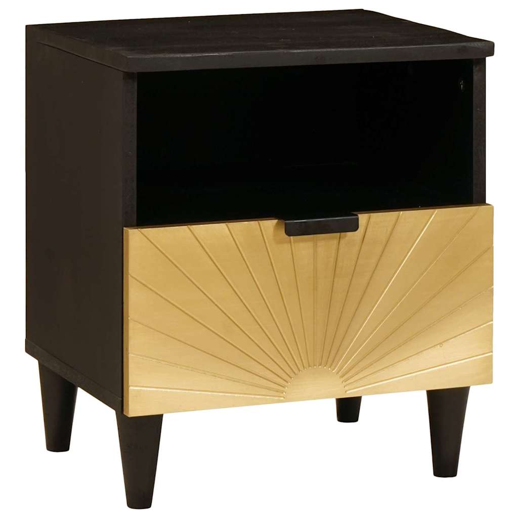 Armadio da Notte con cassetto 2 pcs Nero e Oro 40 x 33 x 46 cm