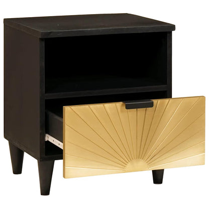 Armadio da Notte con cassetto 2 pcs Nero e Oro 40 x 33 x 46 cm