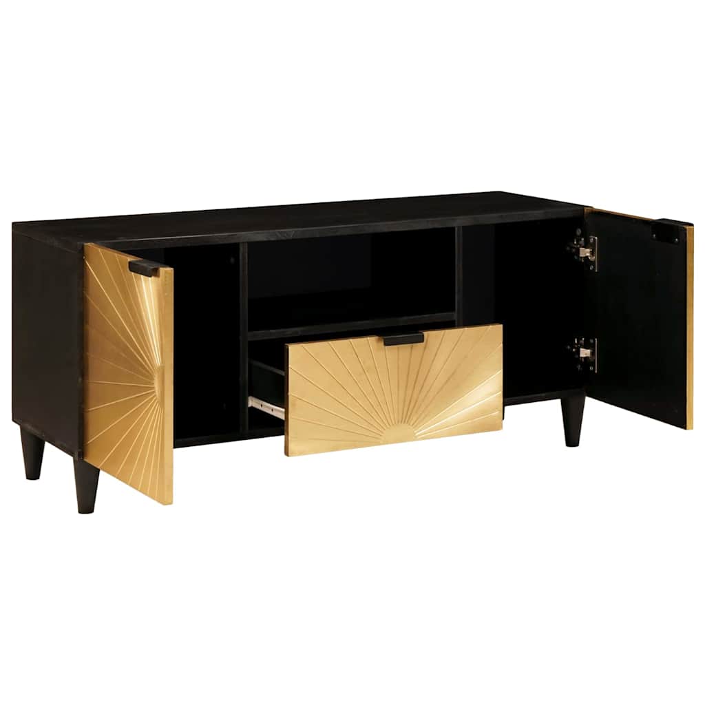 Mobile TV Nero e Oro 105 x 33 x 46 cm Legno multistrato
