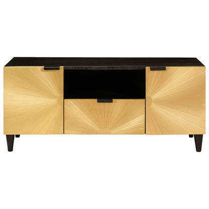 Mobile TV Nero e Oro 105 x 33 x 46 cm Legno multistrato
