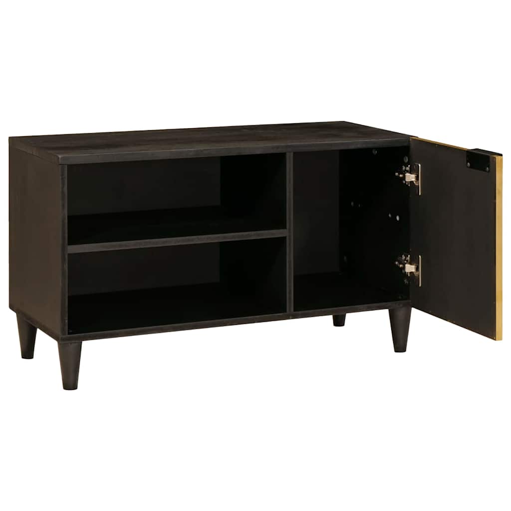Mobile TV Nero e Oro 80 x 33 x 46 cm Legno multistrato