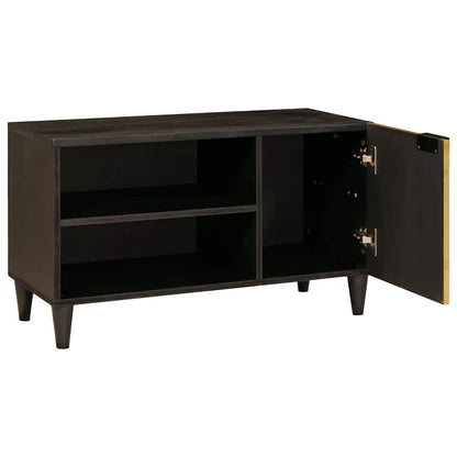 Mobile TV Nero e Oro 80 x 33 x 46 cm Legno multistrato