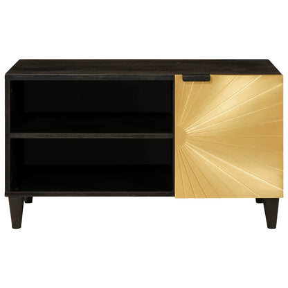 Mobile TV Nero e Oro 80 x 33 x 46 cm Legno multistrato