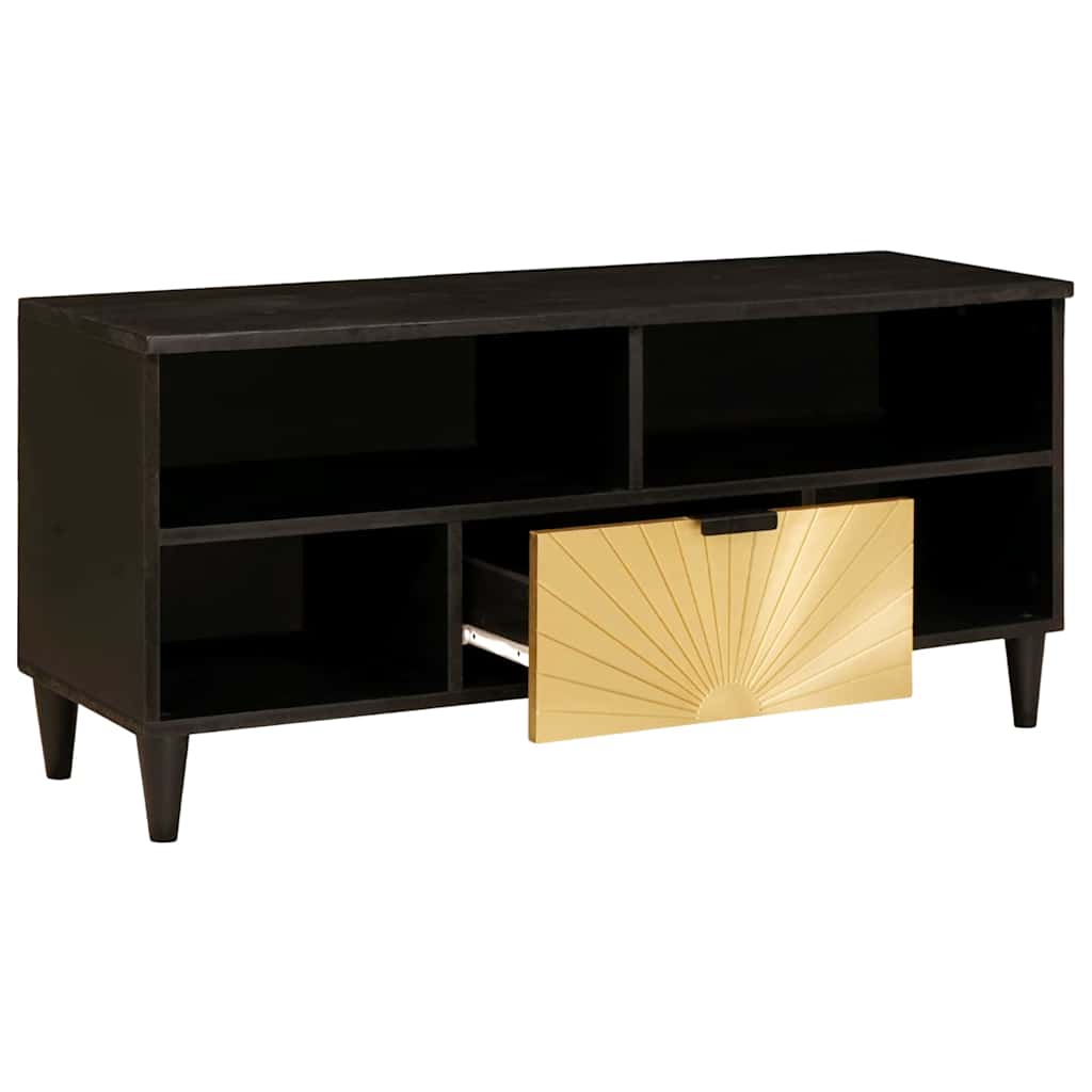 Mobile TV Nero e Oro 100 x 33 x 46 cm Legno multistrato