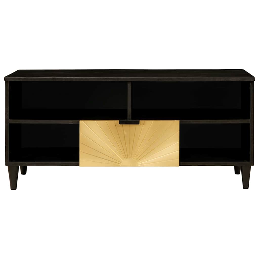 Mobile TV Nero e Oro 100 x 33 x 46 cm Legno multistrato