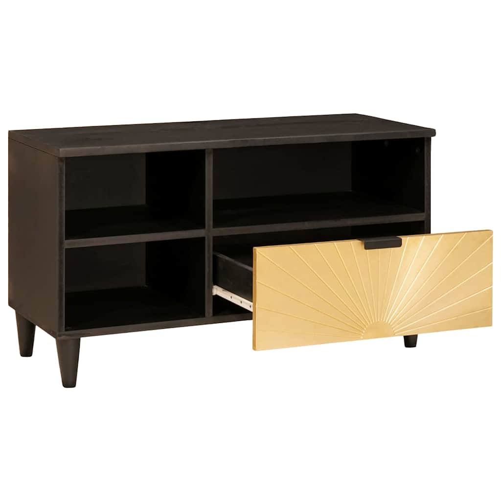 Mobile TV Nero e Oro 80 x 33 x 46 cm Legno multistrato