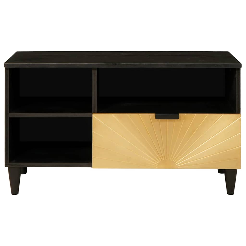 Mobile TV Nero e Oro 80 x 33 x 46 cm Legno multistrato