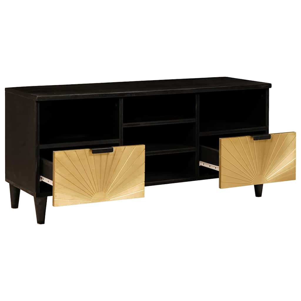 Mobile TV Nero e Oro 100 x 33 x 46 cm Legno multistrato