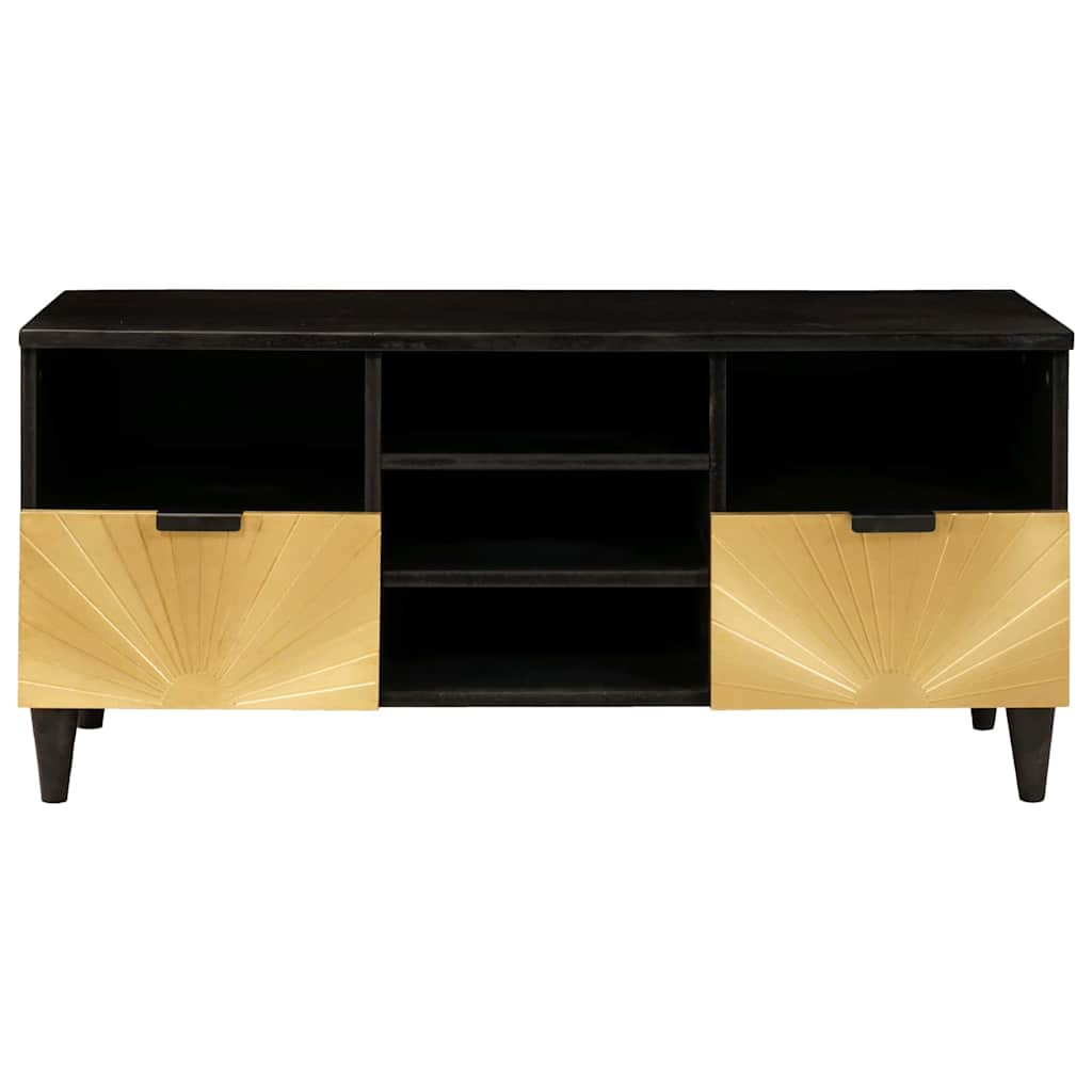 Mobile TV Nero e Oro 100 x 33 x 46 cm Legno multistrato