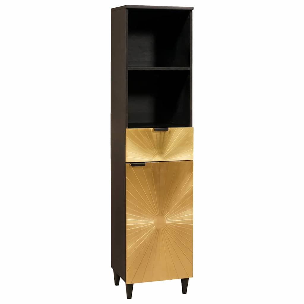 Mobile da Bagno con cassetto Nero e Oro 38 x 33 x 160 cm