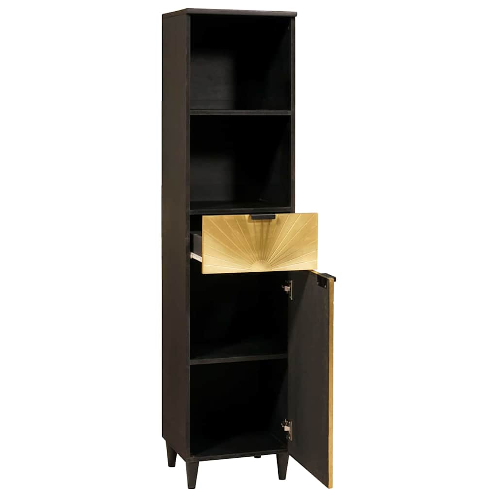 Mobile da Bagno con cassetto Nero e Oro 38 x 33 x 160 cm