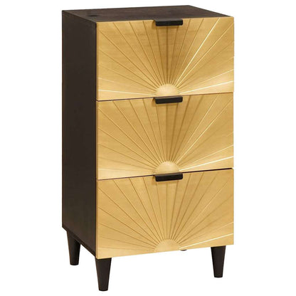 Credenza Nero e Oro 40 x 33 x 75 cm Legno di mango massello