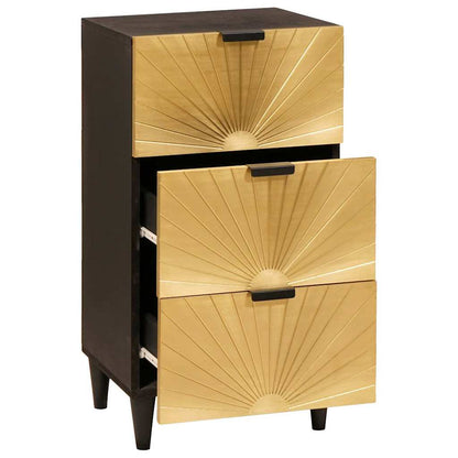 Credenza Nero e Oro 40 x 33 x 75 cm Legno di mango massello