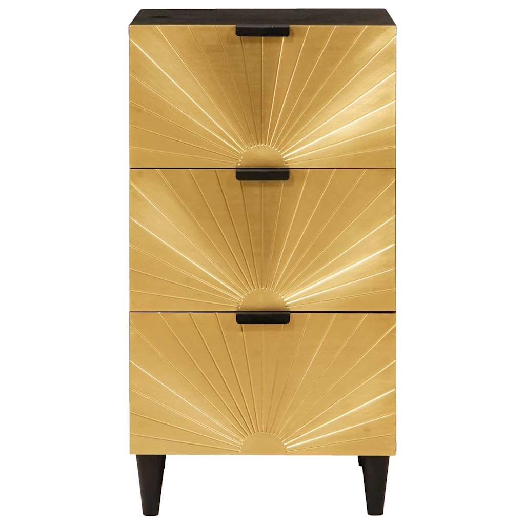 Credenza Nero e Oro 40 x 33 x 75 cm Legno di mango massello