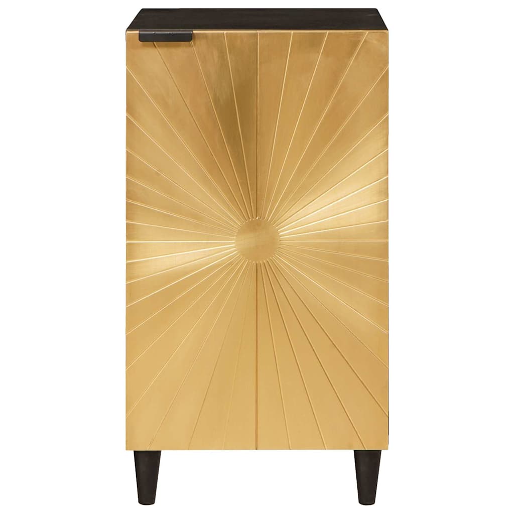 Credenza Nero e Oro 40 x 33 x 75 cm Legno di mango massello