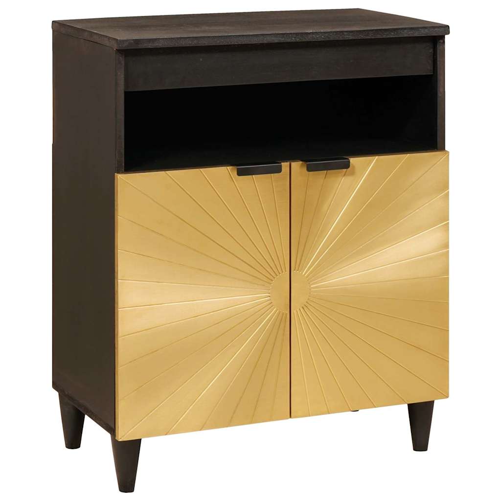 Credenza Nero e Oro 60 x 33 x 75 cm Legno di mango massello