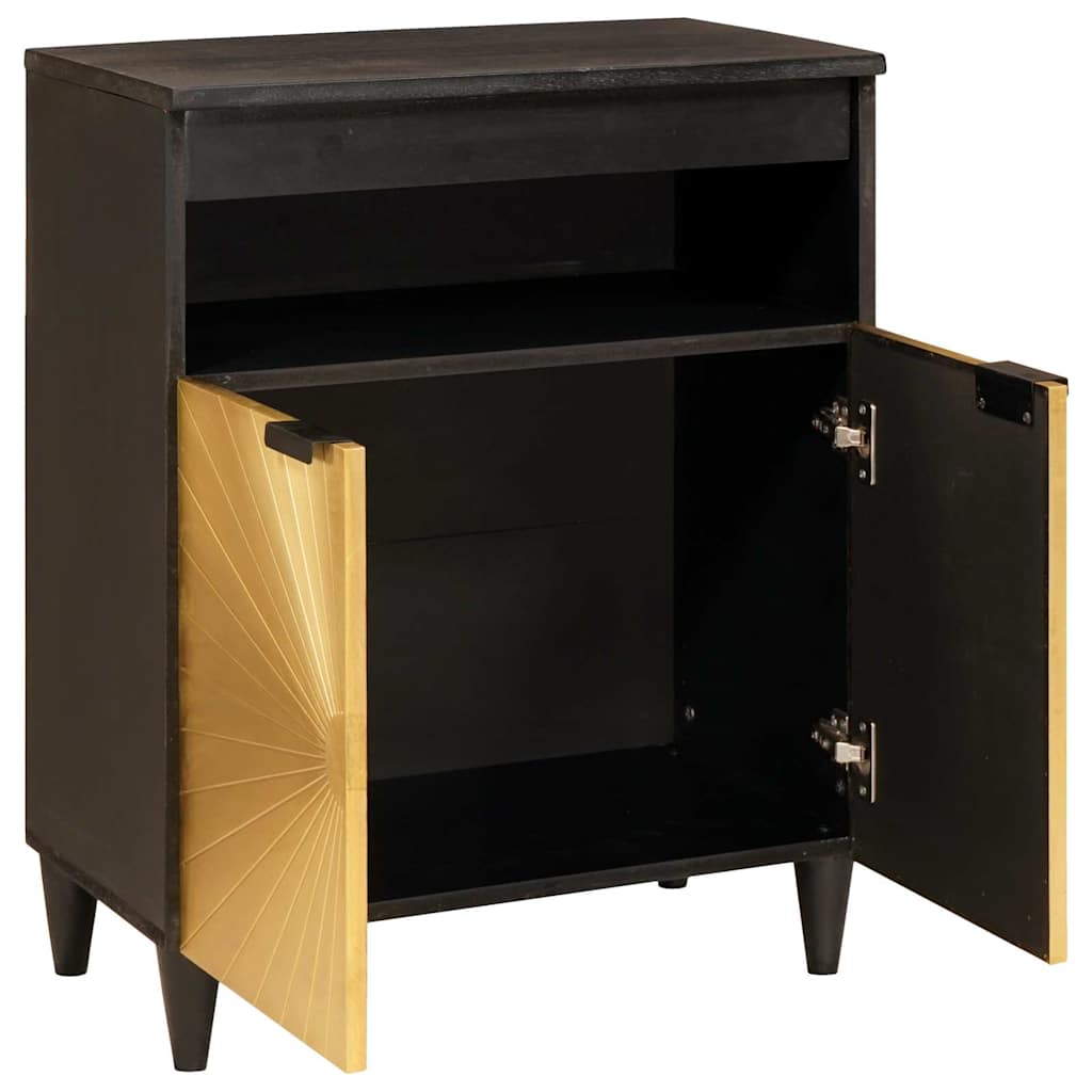 Credenza Nero e Oro 60 x 33 x 75 cm Legno di mango massello
