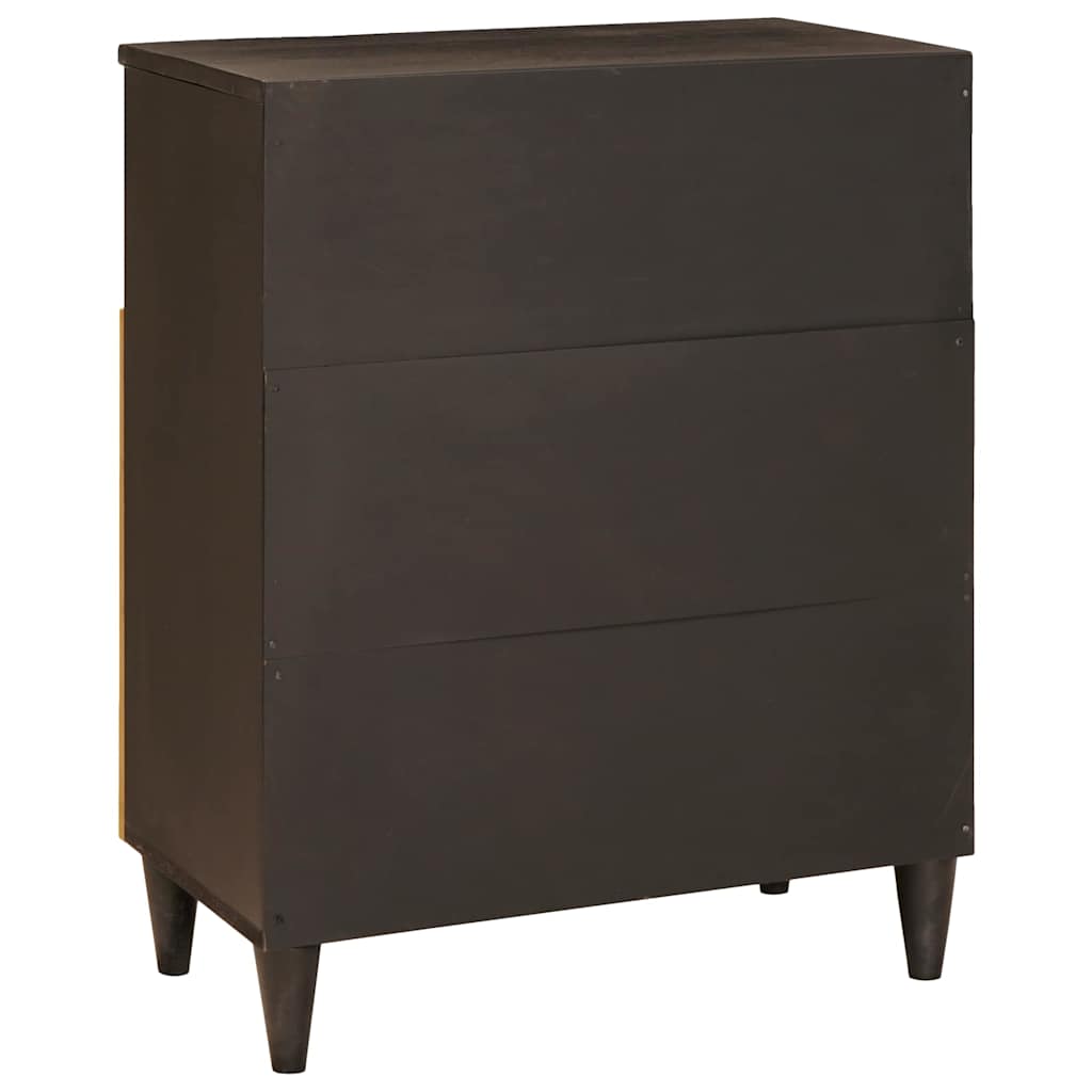 Credenza Nero e Oro 60 x 33 x 75 cm Legno di mango massello