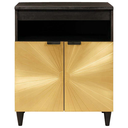 Credenza Nero e Oro 60 x 33 x 75 cm Legno di mango massello