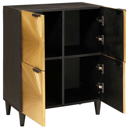 Mobile laterale con archiviazione Nero e Oro 60 x 33,5 x 75 cm
