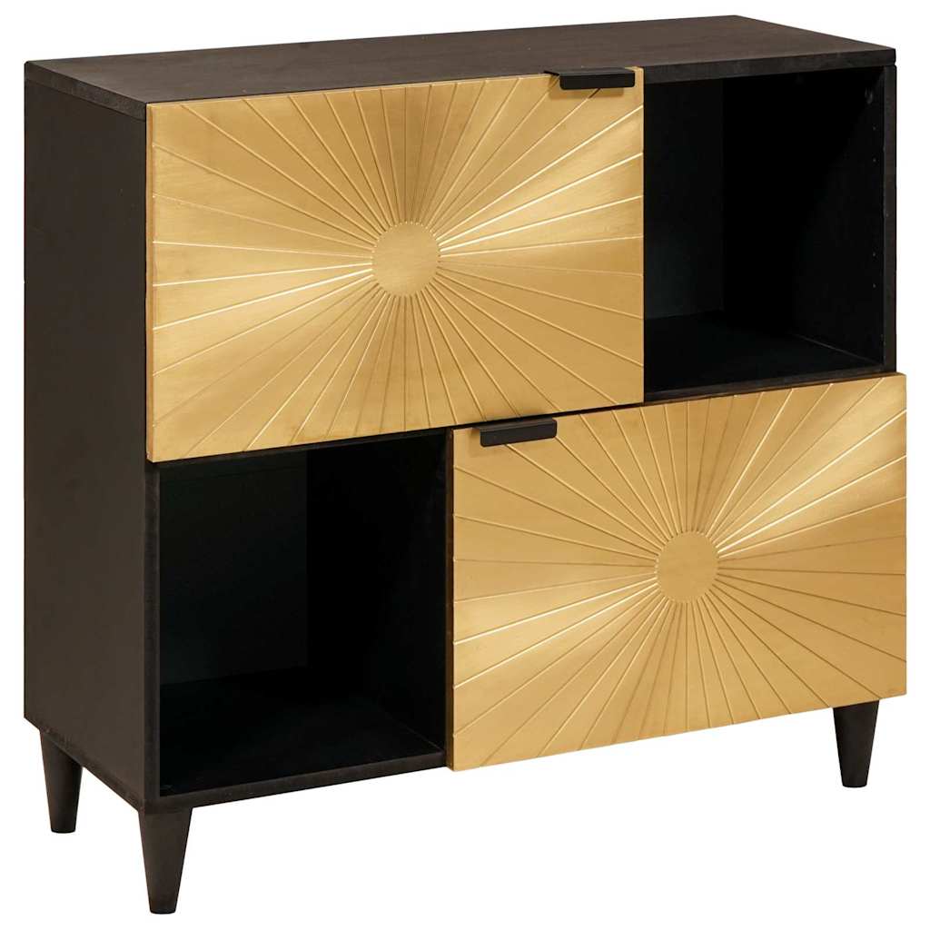 Mobile laterale con lo scaffale Nero e Oro 80 x 33,5 x 75 cm