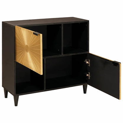 Mobile laterale con lo scaffale Nero e Oro 80 x 33,5 x 75 cm